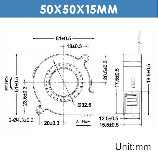 Set 4 Ventilatoare 12V Pentru Imprimante 3D 50mm Rulment Hidraulic Turbo Răcire Fără Perii Conector cu 2 pini Winsinn 5015