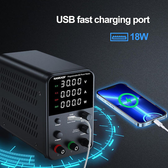 Surse de Alimentare Pentru Laborator 0-60 V 0-5 A 300 W Ecran Led Ventilator de Răcire Protecție la Supraîncărcare Ocp 18 W Port Usb Stabilizare Tensiune Curent Cv Cc