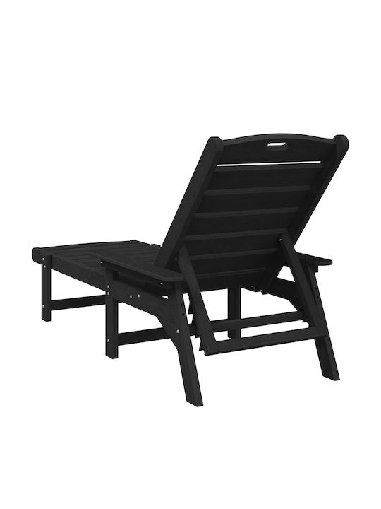 Deckchair Plastic Black with Table 2pcs 162x53x98.5cm.