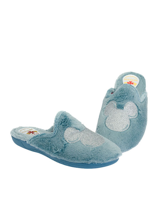 Wollene Winter Damen Hausschuhe Hellblaue
