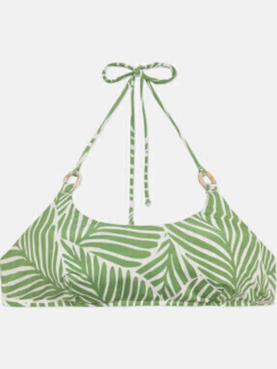 Padded Bikini Bra with Adjustable Straps Green, White