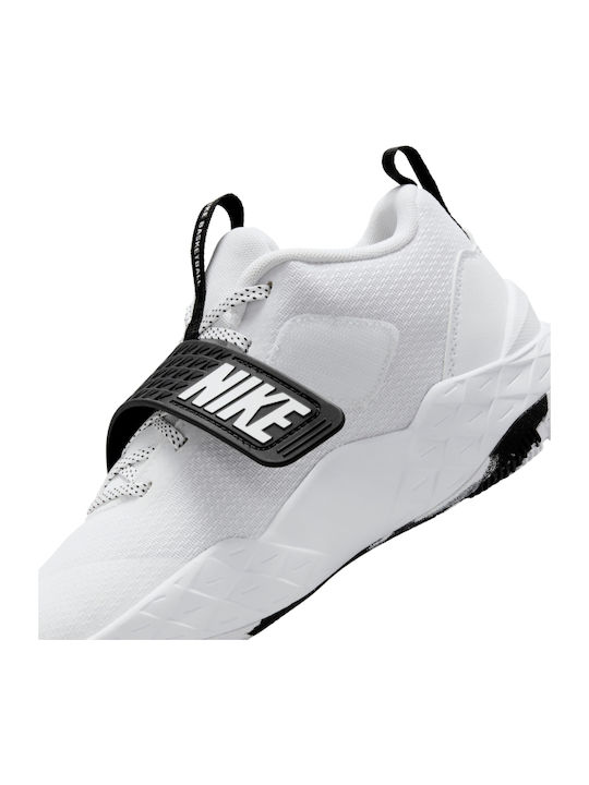Team Hustle Kids Sports Shoes Basketball with Hoop & Loop Closure White