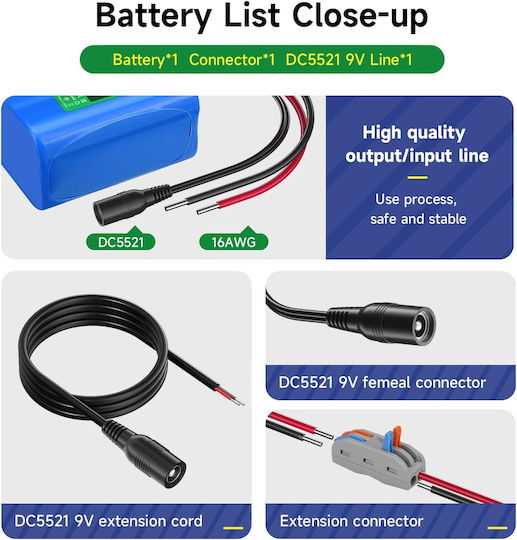 Baterie 12v 5600mah 5a Încărcător Plug Li-ion Pentru Vehicul RC Camere Wireless Camere de Supraveghere Playere Portabile Benzile LED Drone