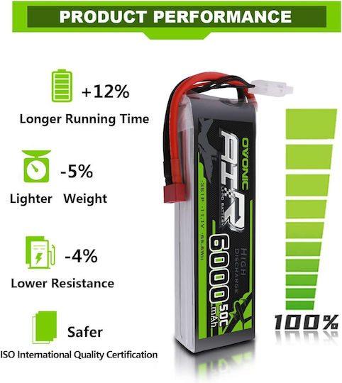 Baterie Lipo 11.1V 6000mAh Reîncărcabilă Deans T Plug Rată de Descărcare 50c FPV UAV RC Quadcopters