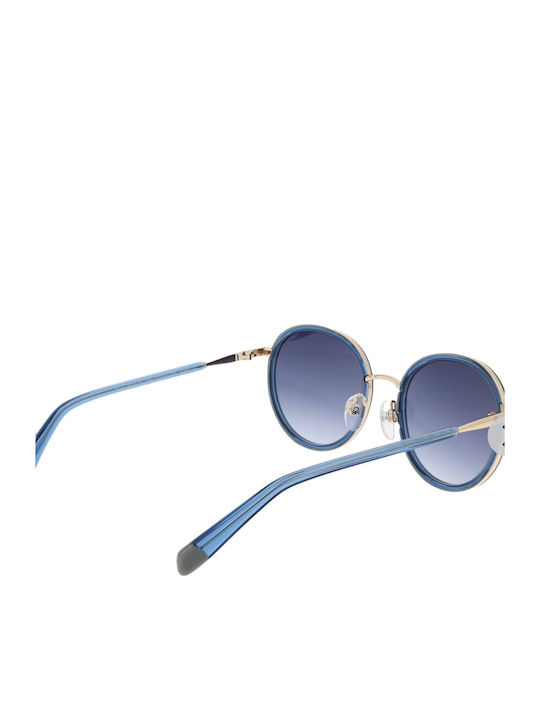 Benetton Women's Sunglasses with Gold Metal Frame and Blue Lens BE7048 285