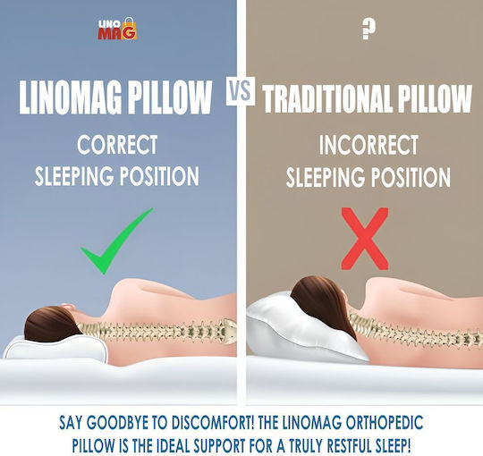Linomag Orthopädisches Kissen mit Memory Foam 60x35x9cm in Weiß Farbe