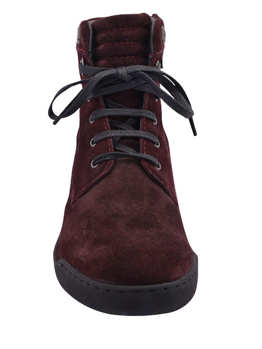 Wildleder Stiefeletten Damen Burgundisch
