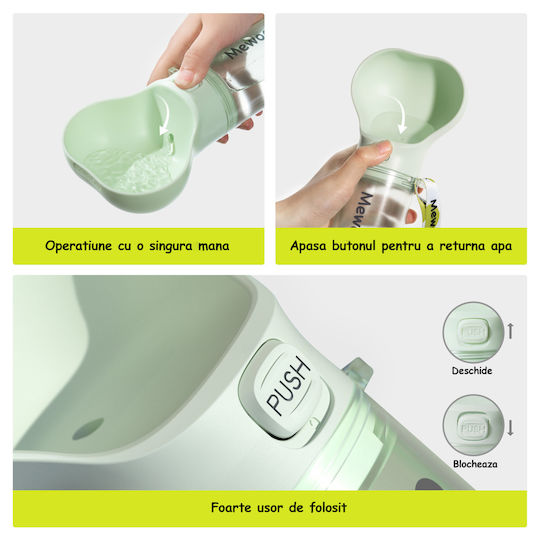 Sticlă Automată De Apă Și Mâncare Din Silicon Pentru Câine Și Pisică 300ml 10cm