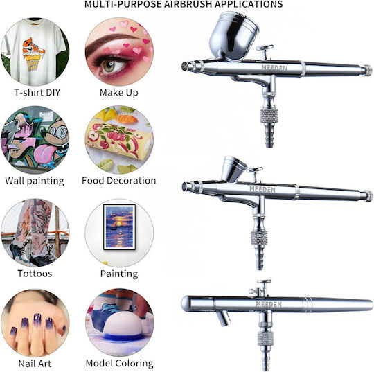 Set 3 Aerografe cu Acțiune Duală Ar30 Cu Duza de 0,5 Mm și Ceașcă de 7 Ml Ar35 Cu Duza de 0,25 Mm și Ceașcă de 2 Ml Aerograf Ar28 Alimentare prin Aspirație Cu Duza de 0,35 Mm Ceașcă de Sticlă de 5-22 Ml Art Modelare Tatuaje Decorare Tort