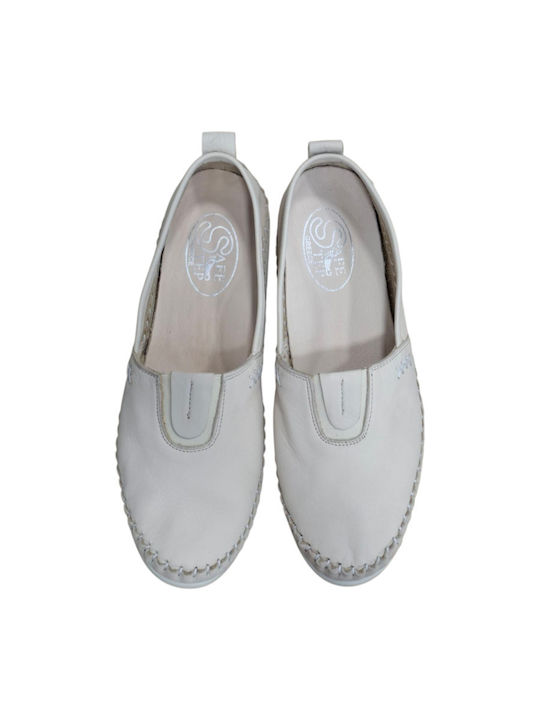 #ka23814 Leather Women's Moccasins in Beige Color