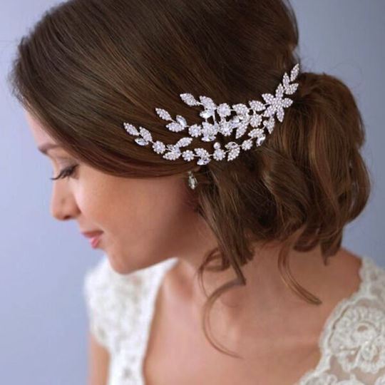 Jewelry Comb Zircon Silver Flower Lilly Hairpin Ba01 Hair Duty Hrd-ba01