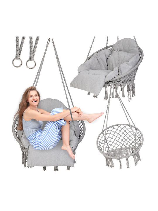 Leagăn suspendat fotoliu cu pernă Metal Gri Rezistență până la 120kg L64xL56xH53cm