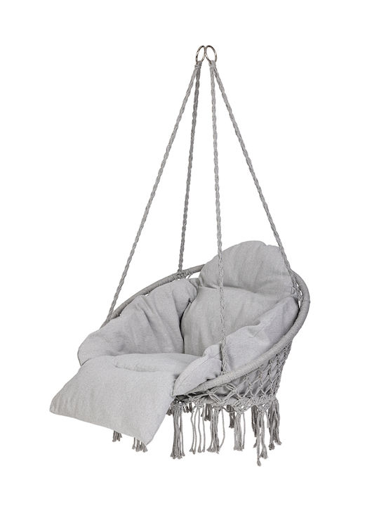 Leagăn suspendat fotoliu cu pernă Metal Gri Rezistență până la 120kg L64xL56xH53cm