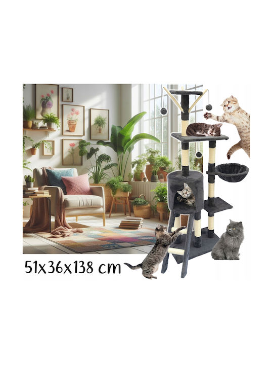Cat Playset 51x36x138 Cm 6 Levels Sisal Toys Black