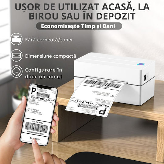Vittalist Portabila Imprimantă de Etichete Transfer Direct USB, Bluetooth