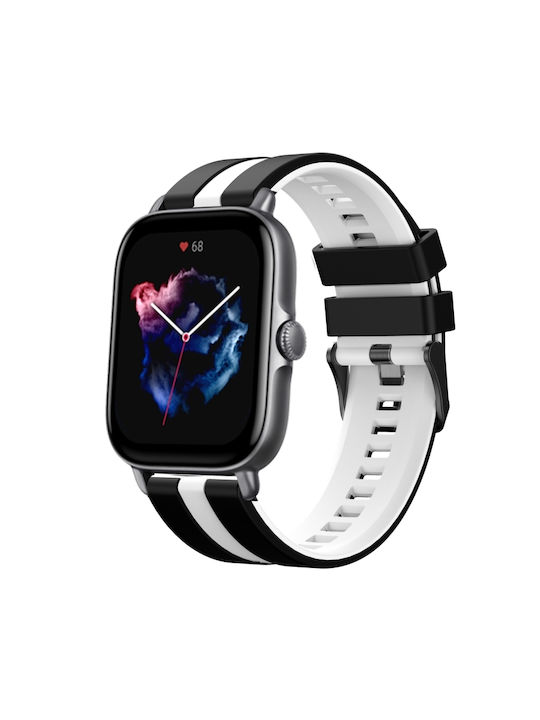 Amazfit GTS 3 Brățară Sport Dublu Culoare din Silicon 20mm Negru+Alb Amazfit GTS 3 Brățară Sport Dublu Culoare din Silicon 20mm Negru+Alb