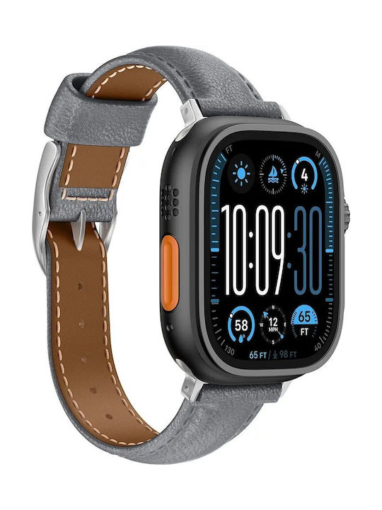 Amazingthing Class Band Кожена Каишка Apple Watch 45 46 49 Mm Сива