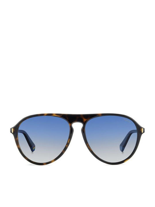 Polaroid Unisex Sunglasses with Brown Tartaruga Plastic Frame and Blue Gradient Lens PLD6225/S 086/Z7