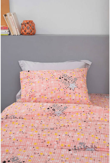 Palamaiki Cluster Set Kids Duvet Cover Single with Pillowcase Cotton Pink 170x250cm