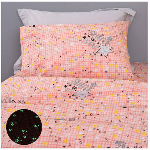 Palamaiki Cluster Set Kids Duvet Cover Single with Pillowcase Cotton Pink 170x250cm