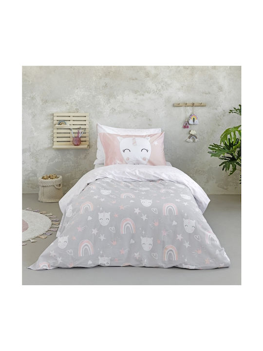 Nima Angel Set Kids Duvet Cover Single with Pillowcase Cotton Gray 160x240cm