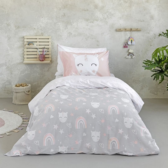 Nima Angel Set Kids Duvet Cover Single with Pillowcase Cotton Gray 160x240cm