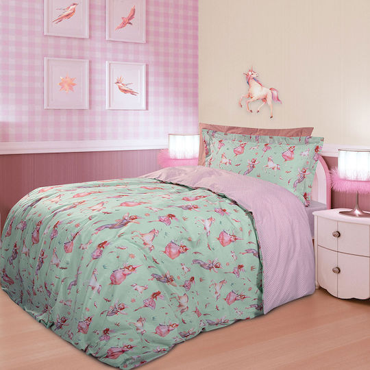 Greenwich Polo Club 8815 Set Kids Duvet Cover Single with Pillowcase Cotton Mint/Pink 160x240cm