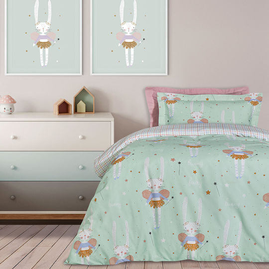Das Home 4841 Set Kinderbettbezug Einzel mit Kissenbezug Lilac/Mint 160x240cm