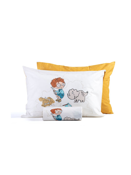 Nef-Nef Homeware Wild Bones Set Kids Duvet Cover Single with Pillowcase Cotton Ecru 160x240cm