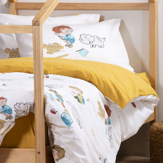 Nef-Nef Homeware Wild Bones Σετ Παιδική Παπλωματοθήκη Μονή με Μαξιλαροθήκη Βαμβακερή Εκρού 160x240εκ.