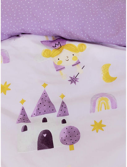Nima Odette Set Kinderbettbezug Einzel mit Kissenbezug Baumwolle Gelb 160x240cm