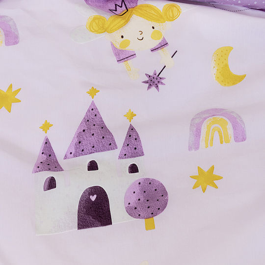 Nima Odette Set Kinderbettbezug Einzel mit Kissenbezug Baumwolle Gelb 160x240cm