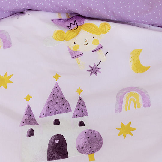Nima Odette Set Kinderbettbezug Einzel mit Kissenbezug Baumwolle Gelb 160x240cm
