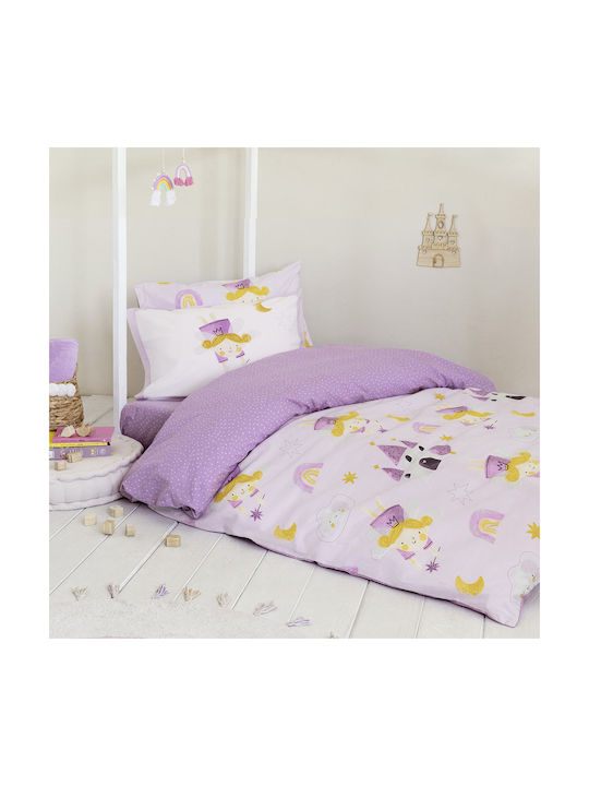 Nima Odette Set Kids Duvet Cover Single with Pillowcase Cotton Yellow 160x240cm