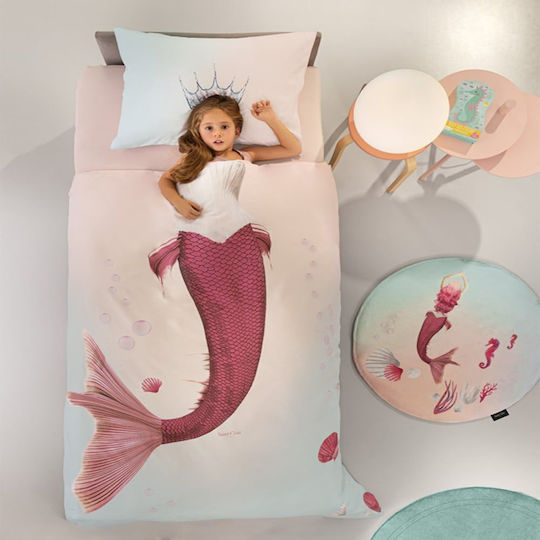 Saint Clair Mermaid Σετ Παιδική Παπλωματοθήκη Μονή με Μαξιλαροθήκη Βαμβακερή Mermaid 160x225εκ.