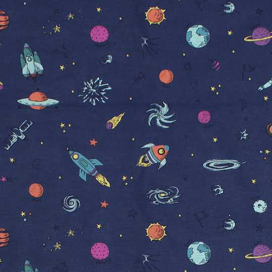 Dimcol Space Παιδική Παπλωματοθήκη Μονή Βαμβακερή 189 Blue 160x240εκ.