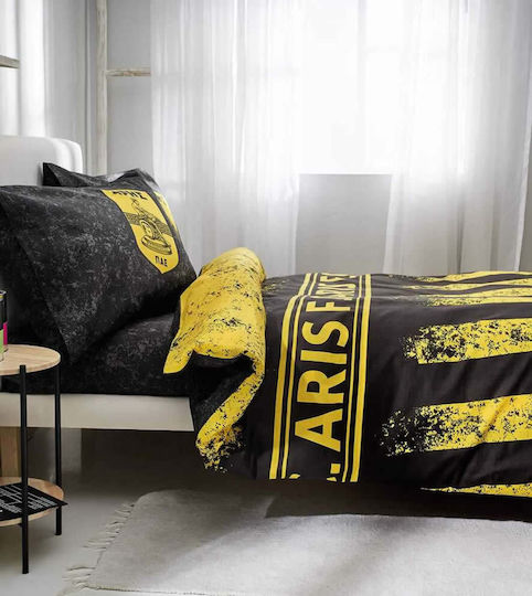Vesta Home Set Kids Duvet Cover Single with Pillowcase Cotton Satin Black 170x260cm