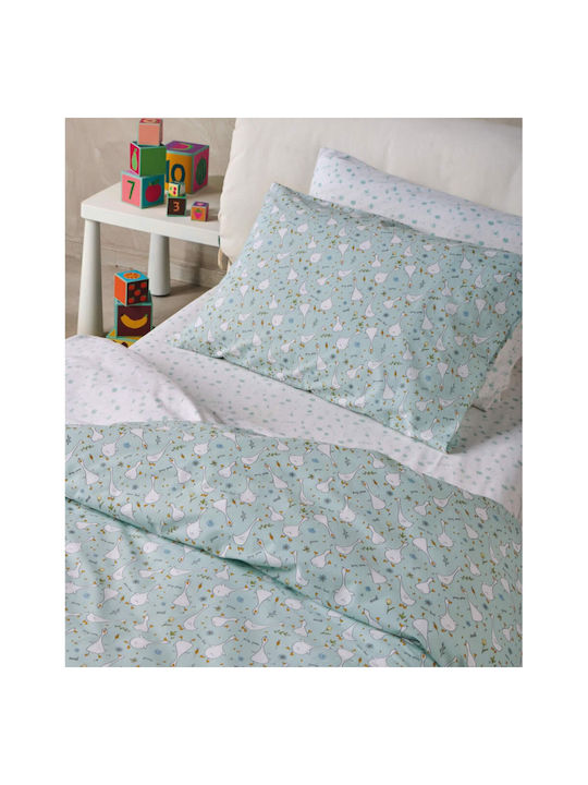 Kentia Nils Set Kids Duvet Cover Single with Pillowcase Cotton Green 165x245cm