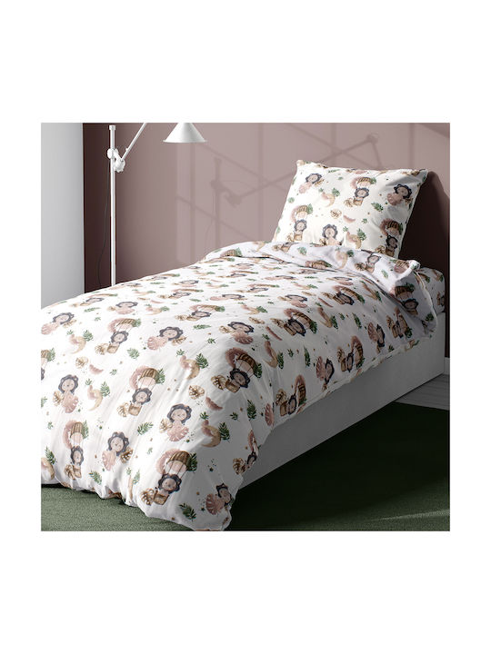 Dimcol Lion Παιδική Παπλωματοθήκη Μονή Βαμβακερή Beige 160x240εκ.