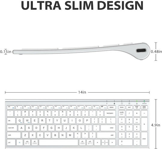 iClever IC-GK03 Kabellos Tastatur & Maus Set Englisch US Silber