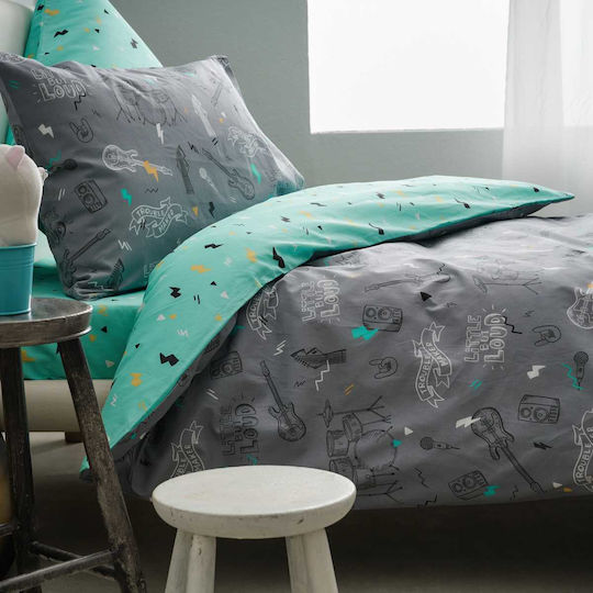Vesta Home Conținut set Husă de pilotă pentru copii Single cu față de pernă Bumbac Gri 170x240cm