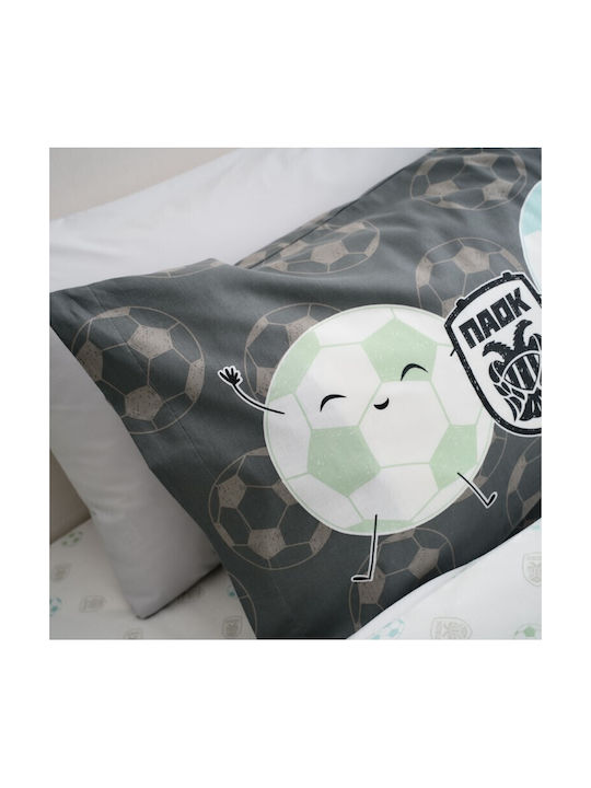 Vesta Home Paok Set Kids Duvet Cover Single with Pillowcase Cotton White-Black 170x240cm