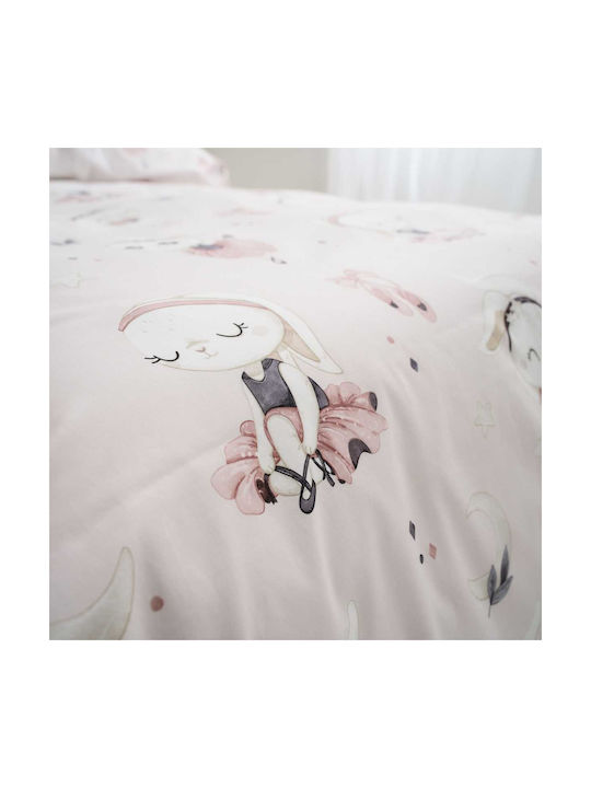 Vesta Home Ballarina Set Cearceaf Pentru Copii Single Cu Față De Pernă Din Bumbac Roz 170x240cm