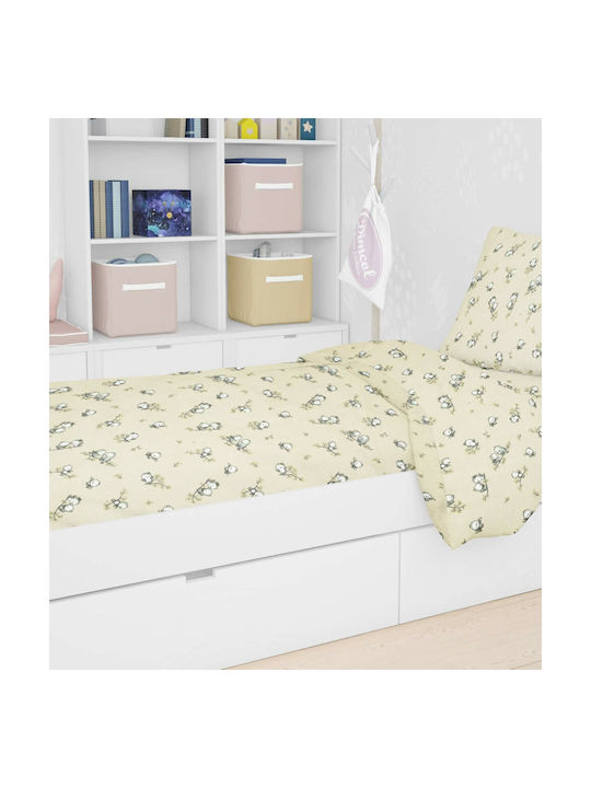 Dimcol Birds Kids Duvet Cover Single Flannel 16 Ecru 160x240cm