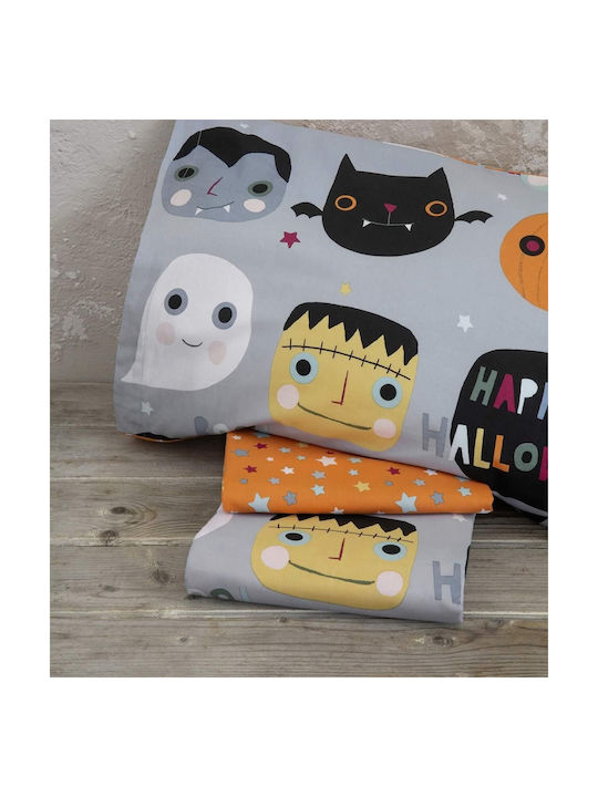 Nima Happy Halloween Set Kids Duvet Cover Single with Pillowcase Cotton Gray 160x240cm