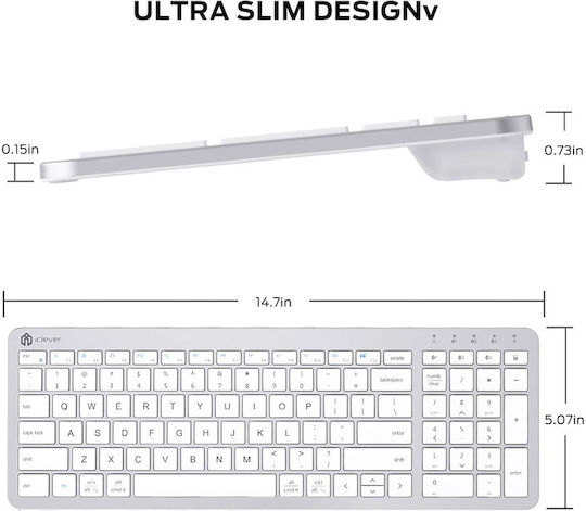 iClever BKA26S Kabellos Bluetooth Nur Tastatur Englisch US Fast Charging