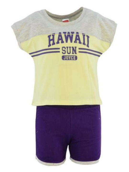 Kids' Set with Shorts Summer 2pcs Yellow Hawaii
