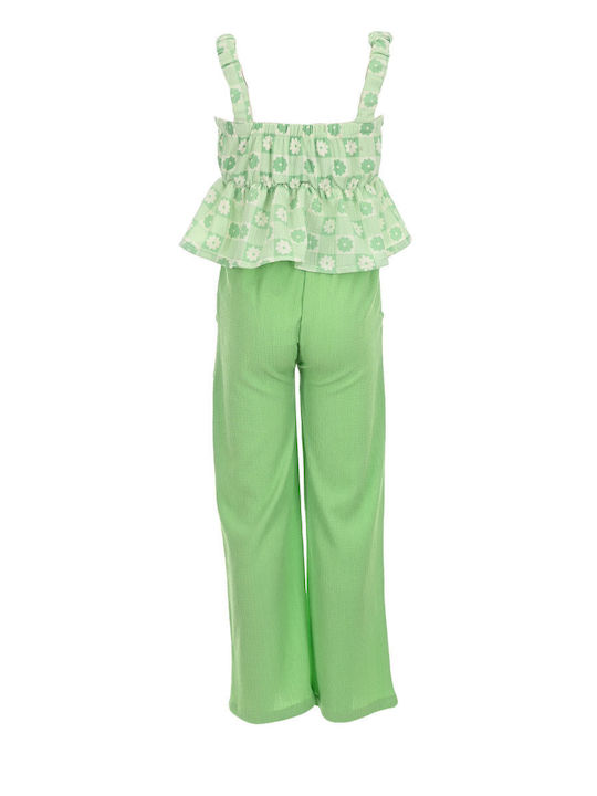 Kids' Set with Pants Summer 2pcs Green Blouse