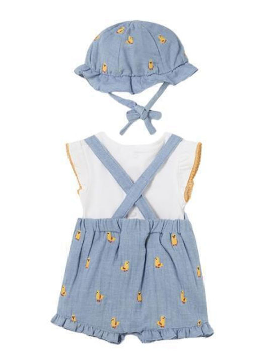 Mayoral Комплект от 3 части Дълги гащеризони Better Cotton Новородено 24-01609-051 Деним Газа