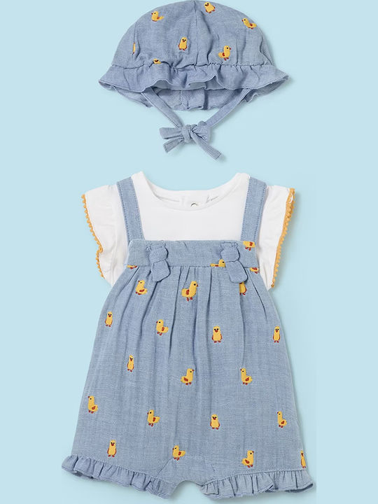 Mayoral Комплект от 3 части Дълги гащеризони Better Cotton Новородено 24-01609-051 Деним Газа